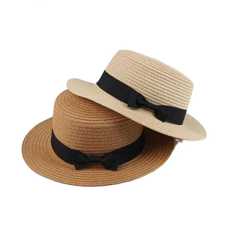 

Sun Hat Bow Straw Hat European and American Retro Golden Woven Hat Women Loose Sunscreen Sunshade Flat Hat Sun Hat