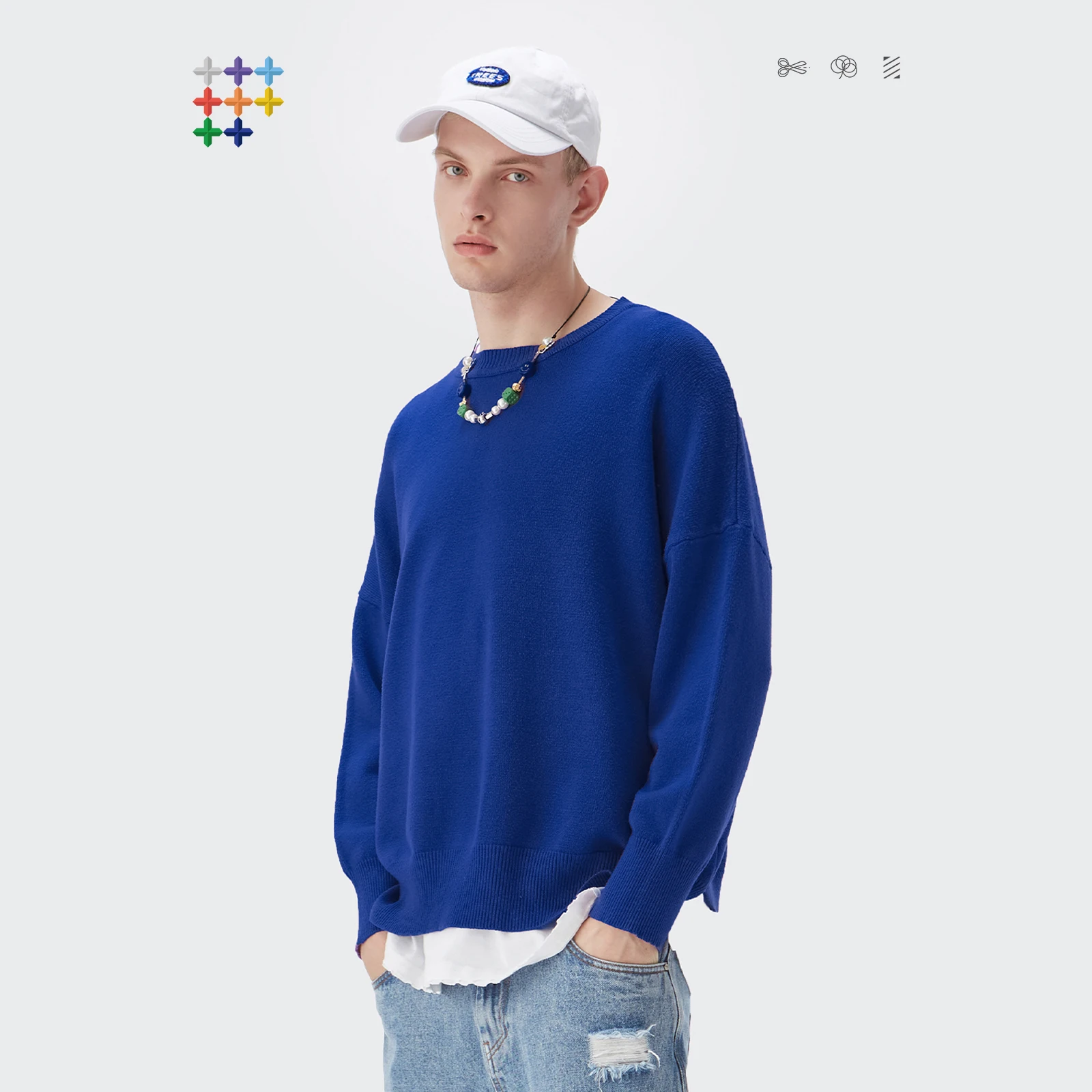 

INFLATION Basic Oversized Knitwear Sweaters Men Calssic Crewneck Pullovers Unisex