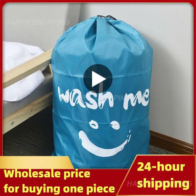 

Smile Shape Nylon Laundry Bag Wash Me Travel Storage Pouch Machine Washable Dirty Clothes Organizer Wash Drawstring Bag