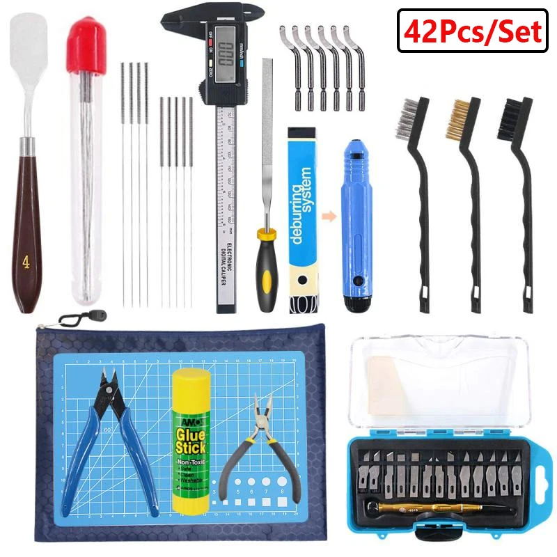 

42Pcs/Set 3D Print Accessories Includes Debur Tool Cleaning Removal Tool3D Printer Cleaning and Disassembly Tools DIY Kit