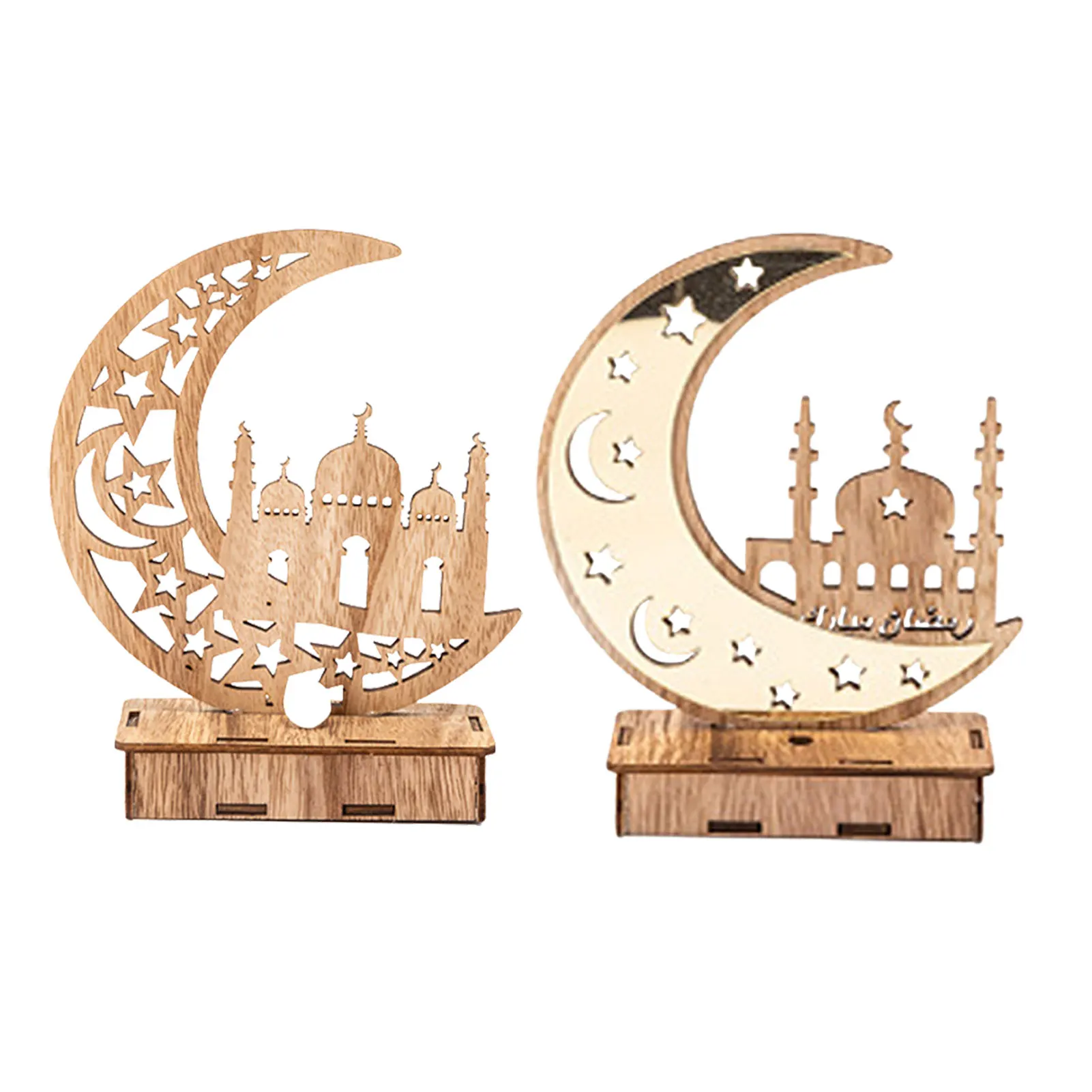 

EID Mubarak Wooden Ramadan Ornament Islam Muslim Party Decor Ramadan Eid Moon Star Ornament Tabletop Decorations Gifts