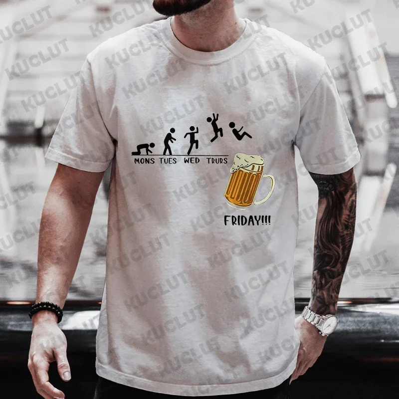 Мужская футболка Friday Beer Funny Graphic Y2k Топы Weekend Drinking Lover Party Team Tees Плюс Размер