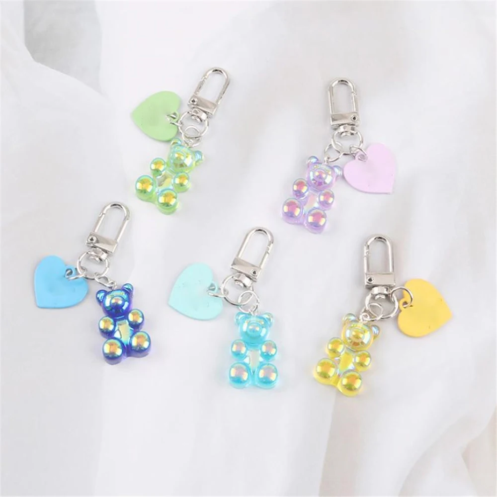 

1pc Kawaii Color Bear Keychain Pendant Pendant Keychain Bag Coin Purse Key Chain Jewelry Pendant Girl Ins Keychain Ornament