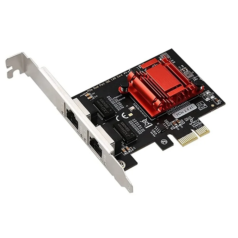 Фото Двухпортовая PCIe Gigabit сетевая карта 1000M PCI Express Ethernet адаптер для Windows/Windows Server/Linux/Freebsd /DOS №2