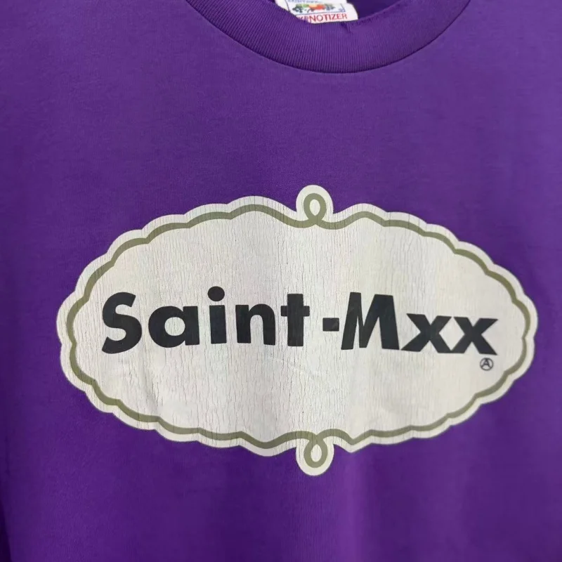 Фото Футболка Y2K Grunge Saint Mxx Chaos Print, фиолетовая, винтажная, оверсайз, хлопковая, в стиле стритвир №3