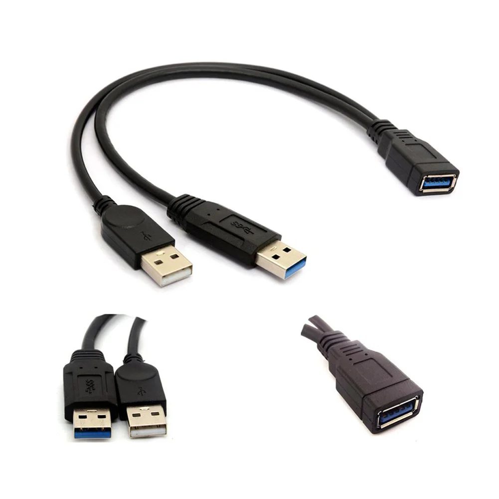 

Кабель-удлинитель для передачи данных с USB 3,0 на двойной USB, внешние аксессуары для ПК с двумя USB-портами для внешнего жесткого диска 2,5 дюйма