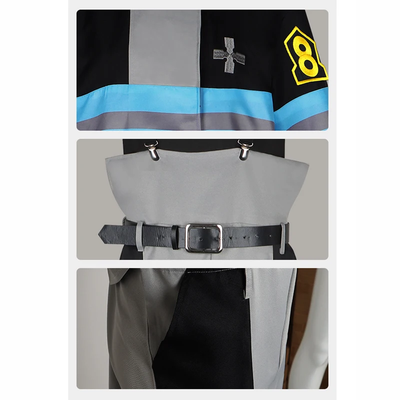 Аниме Shinra Kusakabe Косплей Костюм Топ Брюки Пальто Пожарный Униформа Пожарного