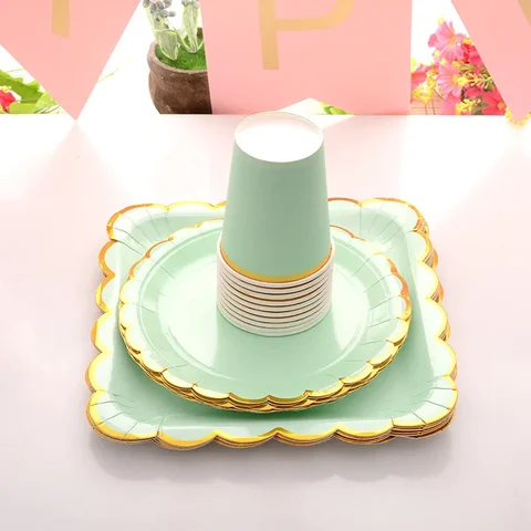 Кружевные бумажные тарелки и чашки Gooparty