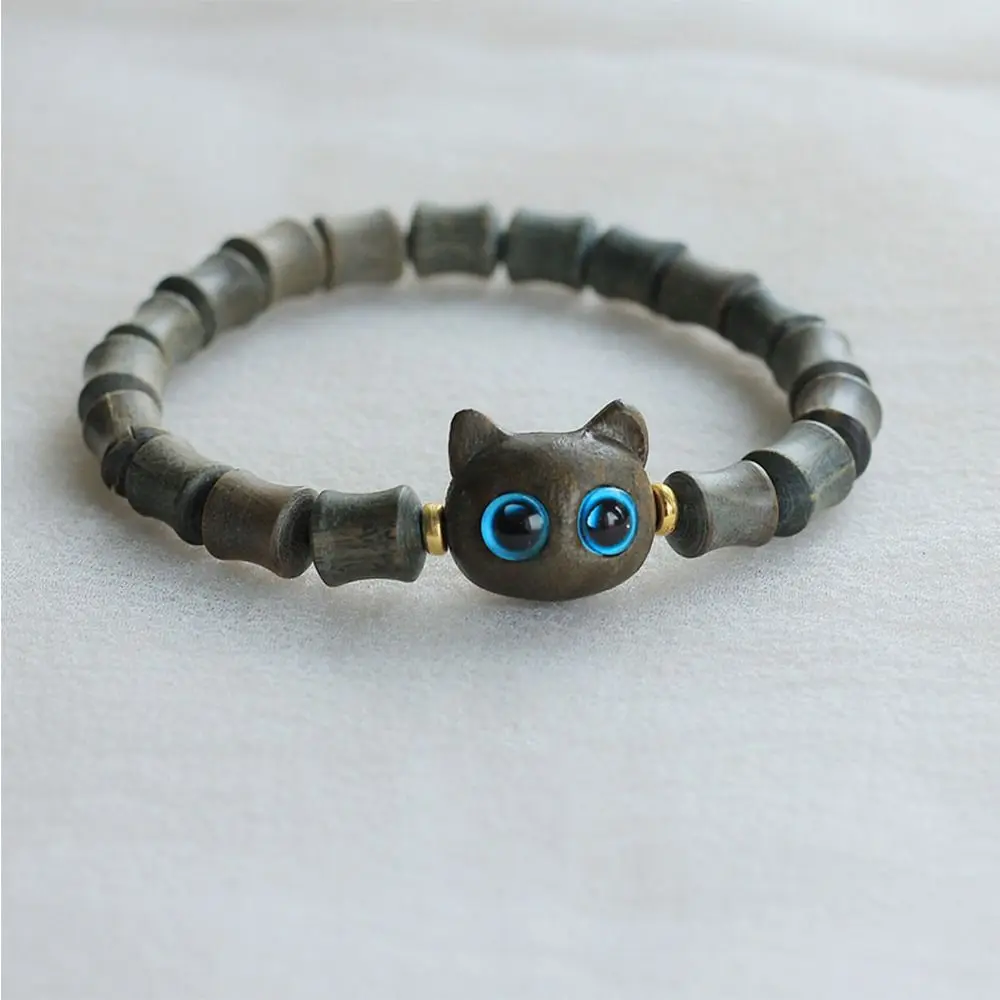 

Sandalwood Cat Bracelet Jewelry Accessories Wooden Hand Rope Personality Handmade Bracelet for Women Couple Gift Decoration