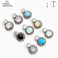 g23 titanium earrings luxury 8mm large zircon opal black agate fashion piercing jewelry inner thread womens ear bone nails