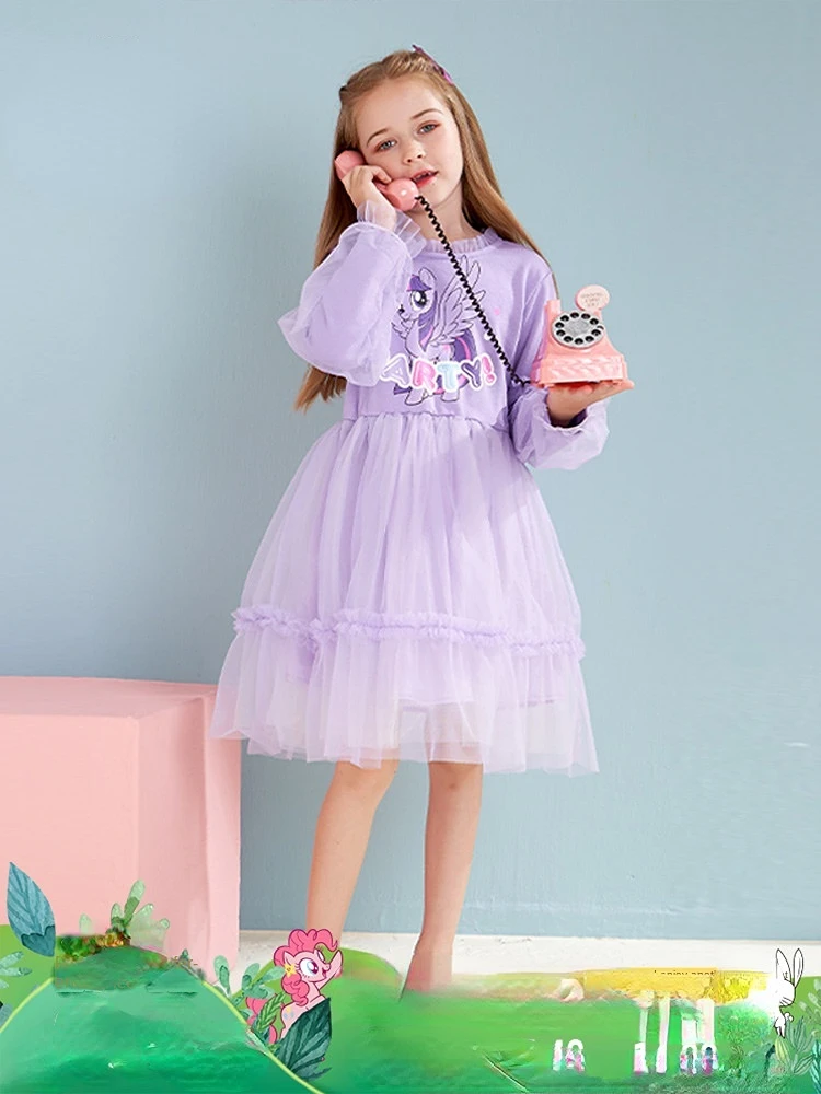 

Сетчатое платье Hasbro My Little Pony для девочек, новинка, фиолетовая пышная газовая юбка, модное платье принцессы для маленькой девочки, подарок на ...