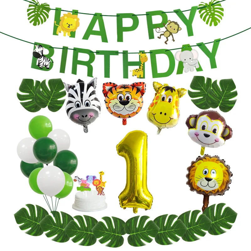 

Jungle Birthday Party Animal Foil Balloons Number Balloon Jungle Theme Party Decor Kid Birthday Balloons Safari Party Decoration