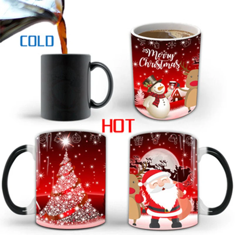 

Christmas New Year Gifts Creative Color Changing Milk Tea Magic Coffee Mug Cup Winter Present For Children Santa Claus Snowman