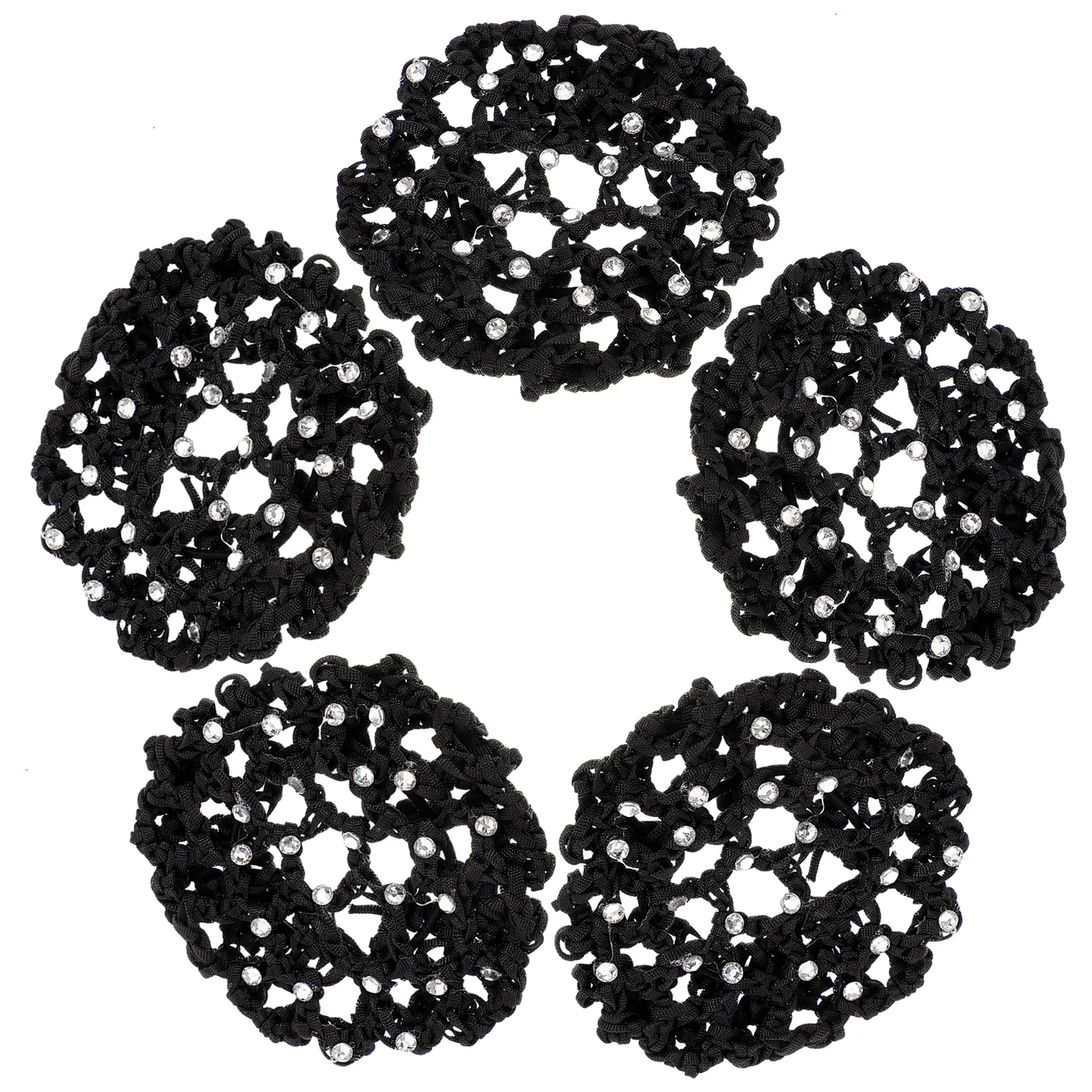 

5pcs Rhinestones Hair Bun Covers Hair Wraps Decorative Hair Net for Nurse Dancer Waitress