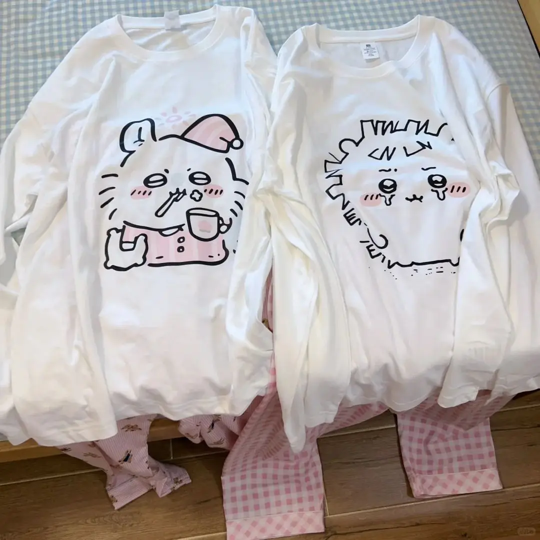 Женская футболка с длинными рукавами и принтом Jiikawa из чистого хлопка модный