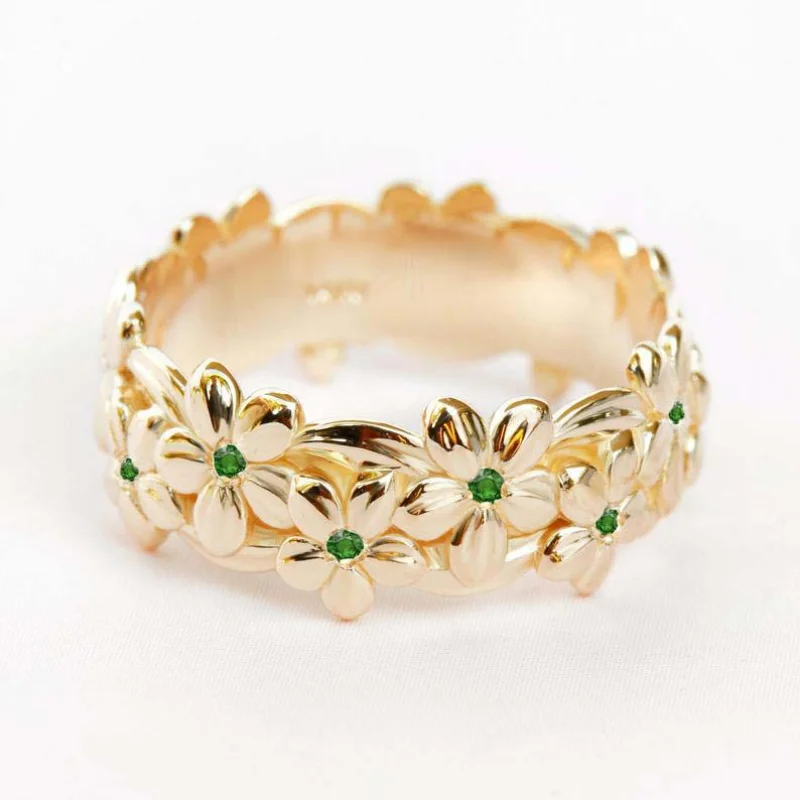 

Charming Fashion Carving Daisy Flower Ring for Women's Engagement Wedding Gold Ring Jewelry Gift Anillo Femenino