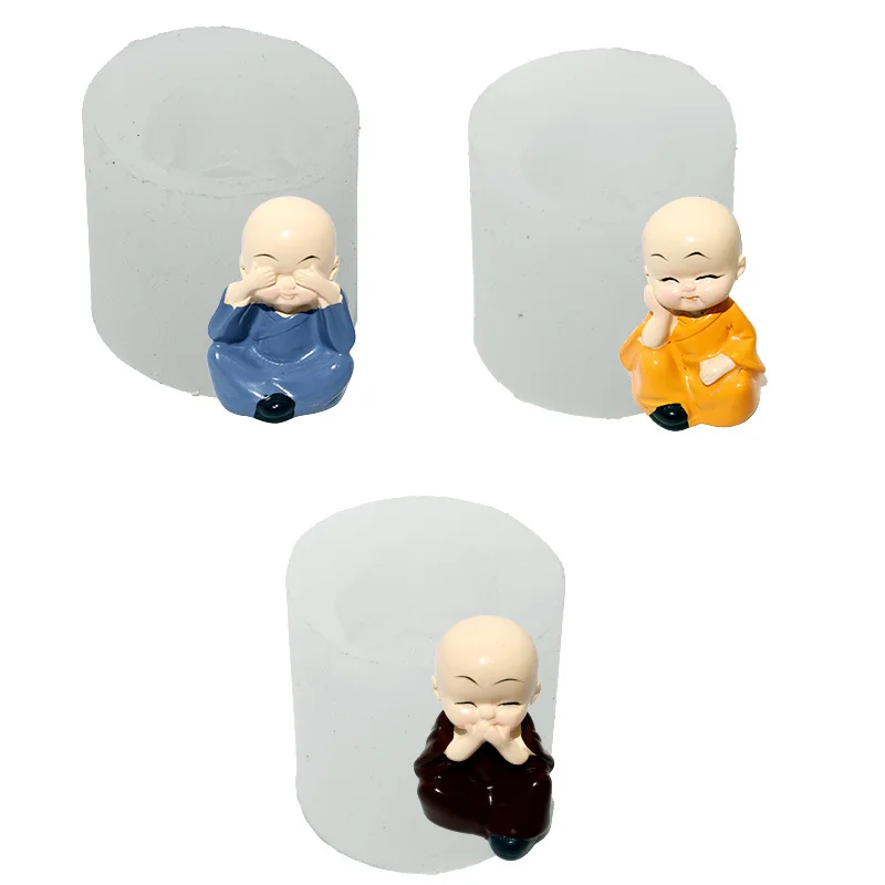 

3D Little Monk Silicone Candle Mould DIY Aromatherapy Candle Plaster Gypsum Epoxy Resin Crafts Clay Mould Home Desktop Decor