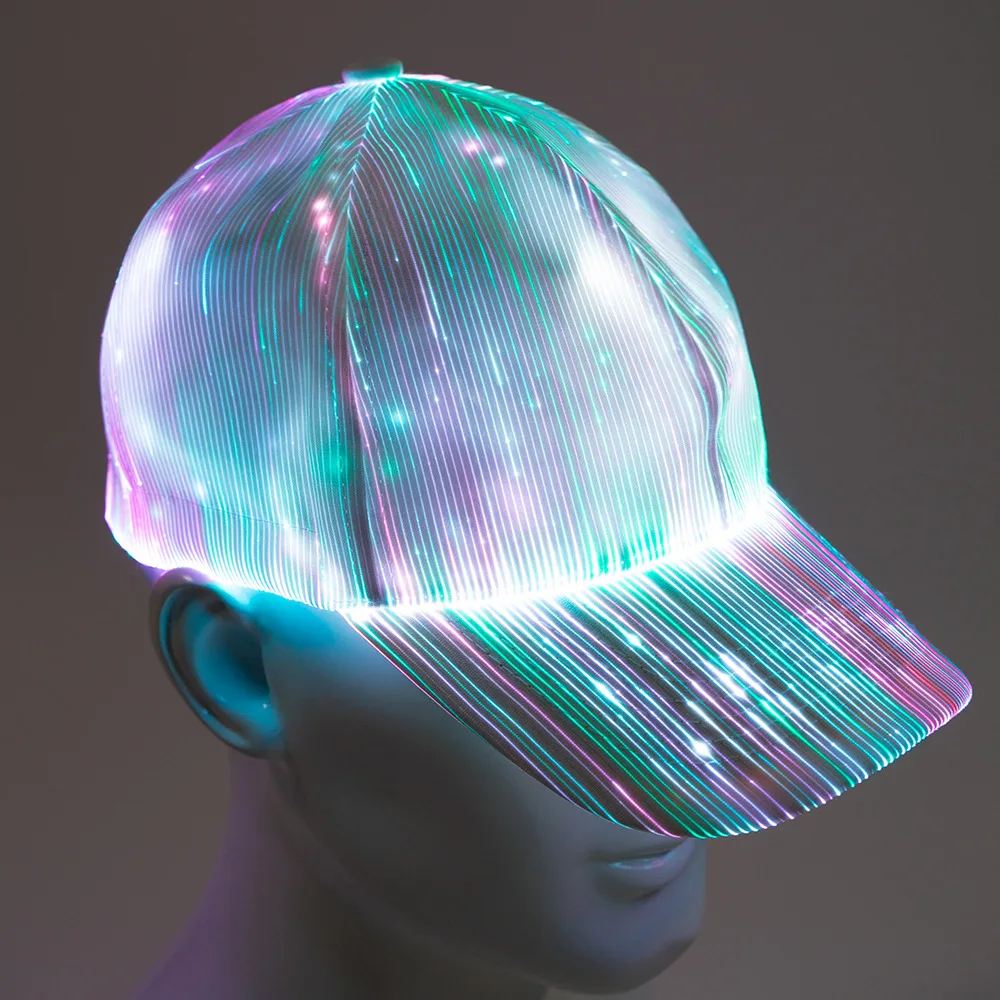 

Новинка, RGB, 7 цветов, мигающая светодиодная волоконно-оптическая шляпа, светильник со встроенной батареей, концертная неоновая светящаяся ш...