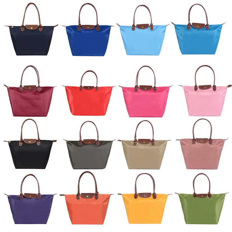 

2022 Women's Tote Bag Female Foldable Dumplings Handbag Waterproof Shoulder Bags Long chanps Solid Color Big Handbags Sac A Main