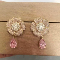 bilincolor luxury pink floral earrings for women summer