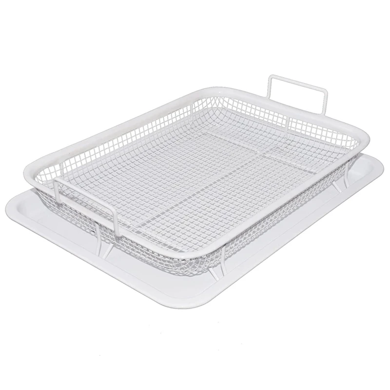 

Stainless Steel Air Fryer Basket Replacement Spare Parts Crisper Tray And Basket For Oven 13 X 9.6 Inch, For Fries/Bacon/Chicken