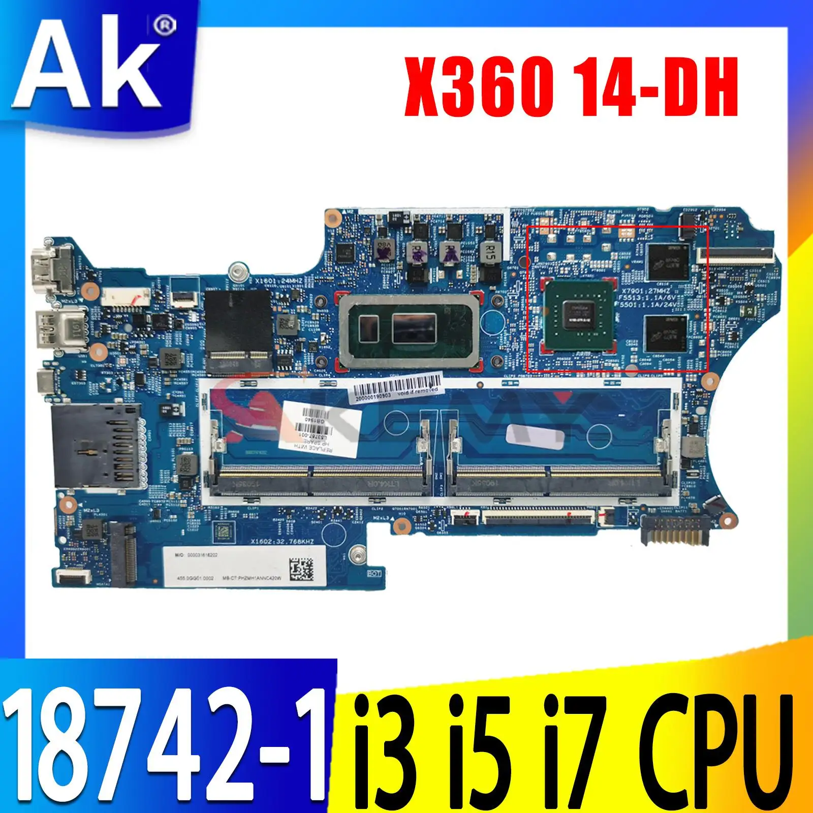 Материнская плата для ноутбука HP Pavilion X360 14-DH 14M-DH0001DX с 5405U i3 i5 i7 Материнская плата для ноутбука HP Pavilion X360 14-DH 14M-DH0001DX с 5405U i3 i5 i7
