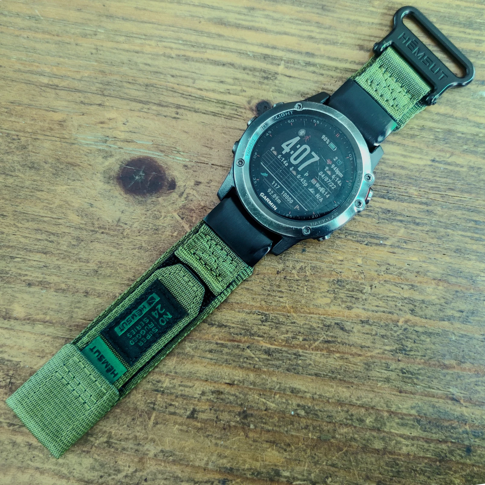 Зеленый ремешок для наручных часов Garmin сверхпрочный длинный нейлоновый