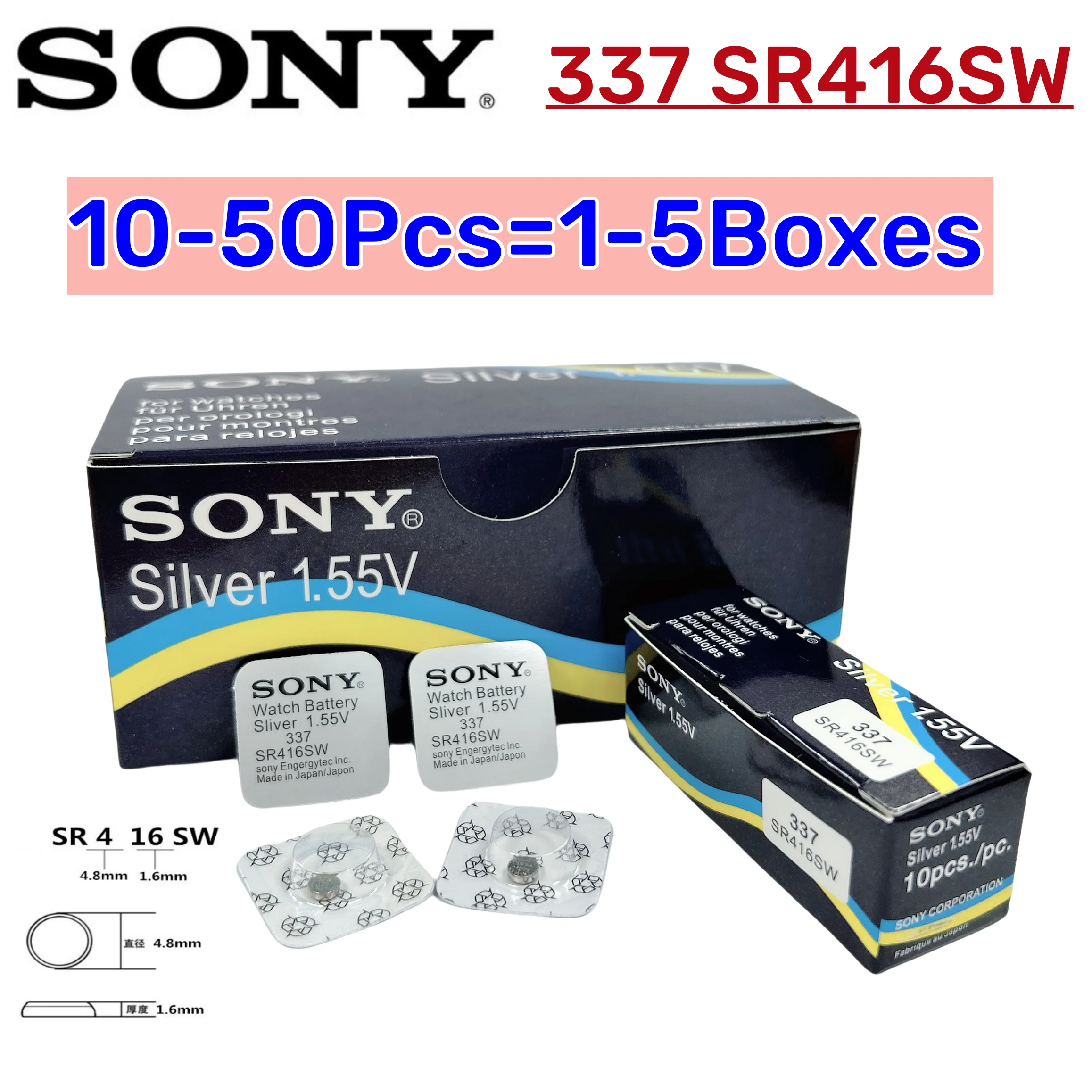 Аккумулятор для часов SONY 337 SR416SW 10-50 шт