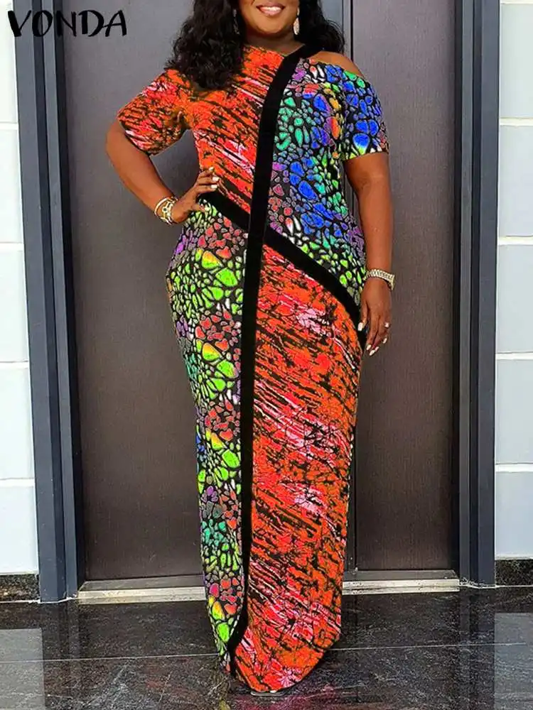 Женское платье с открытыми плечами VONDA летний сарафан богемным принтом