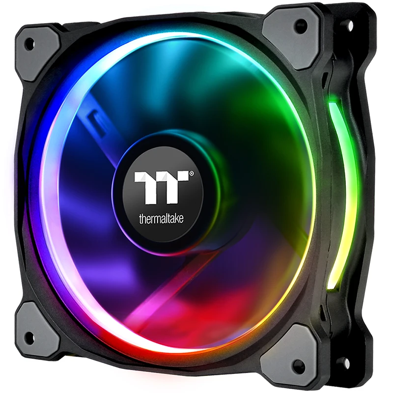 

thermaltake riing plus 12 RGB Chassis fan (12cm fan/16.8 million colors/12 LED lights/shockproof installation/LED light guide)