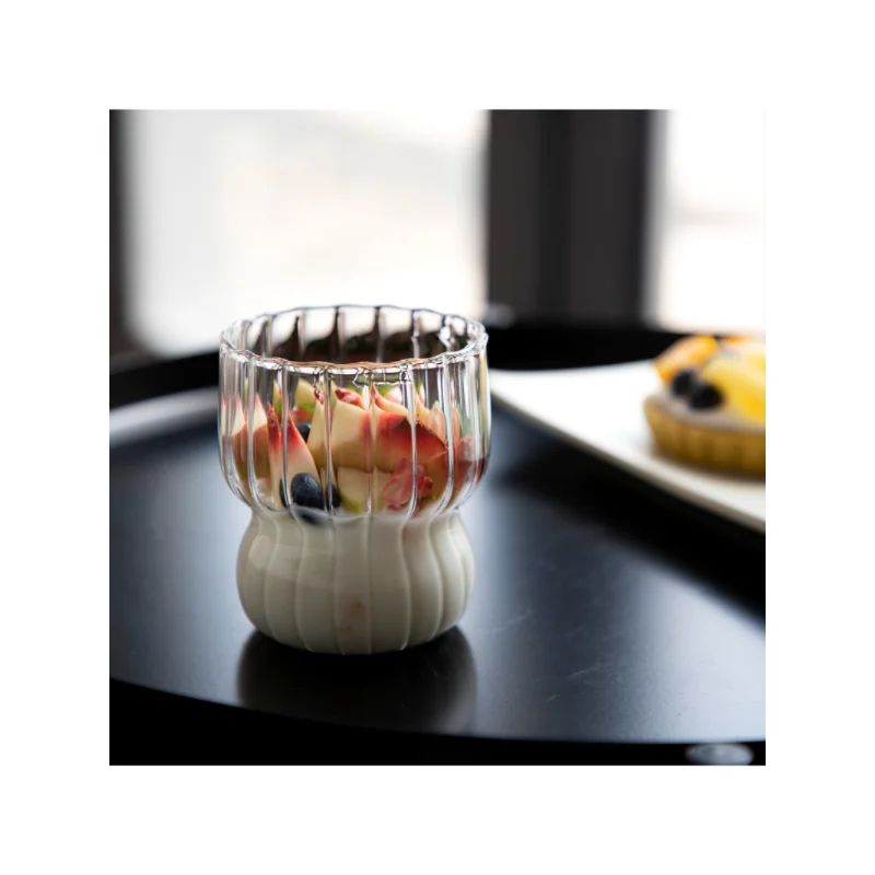 

INS Cute Wind Premium Milk Coffee Cup Juice Cup Small Cup Stripe Breakfast Cup Coffee Cold Drink Cup glass cups coffee mug cup