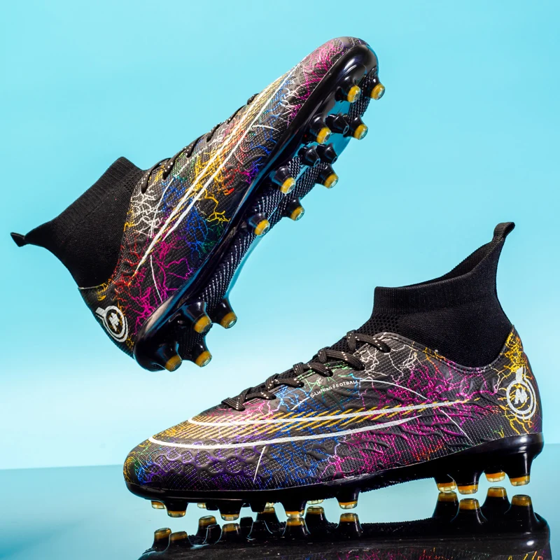 Men's Football Shoes 2022 Sell Well High Ankle Non-Slip Indoor Football Boots TF/FG Outdoor Lawn Training Soccer Sneakers 33-47#