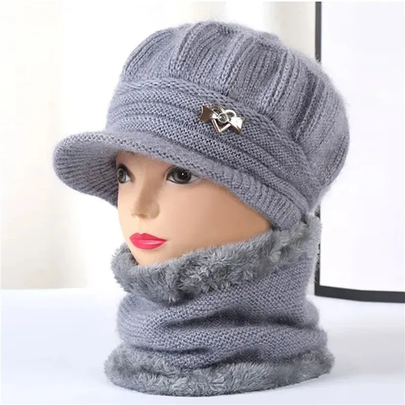 

Женская шерстяная модная шапка плюшевый вязаный шарф теплый костюм однотонная простая осенне-зимняя шапка шарф комплект из двух предметов