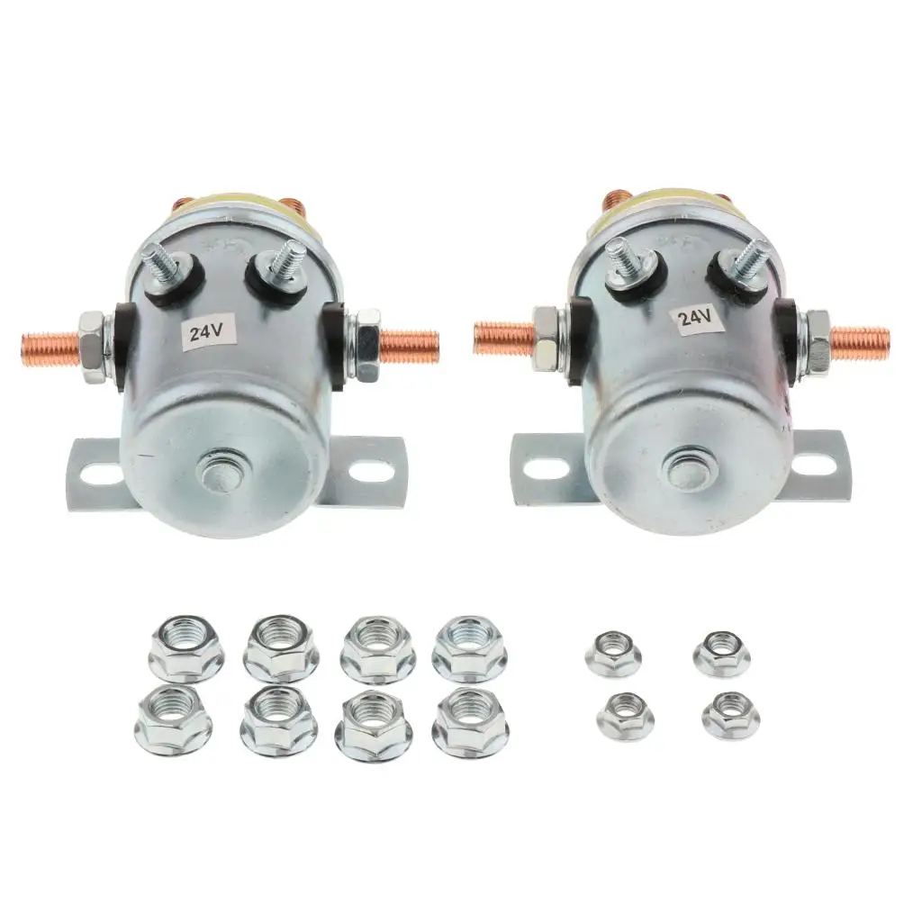 

2X Solid Continuous Duty 24V 200A Solenoid Relay for Winch Trailer Golf Car