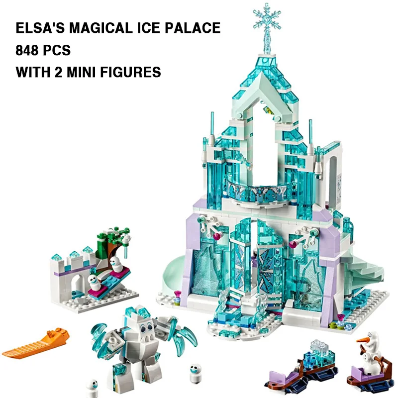 

Elsa's Magical castle Building Blocks Cinderella Princess ice set bricks Compatible Friends 41148 birthday gift for girls 43172