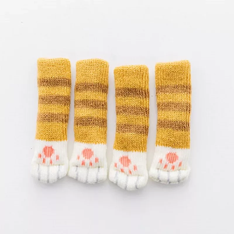 

4Pcs Chair Leg Caps Socks Feet Protector Pads Furniture Table Covers Socks Plugs Cover Cute Cat Paw Table Foot Socks Home Decor