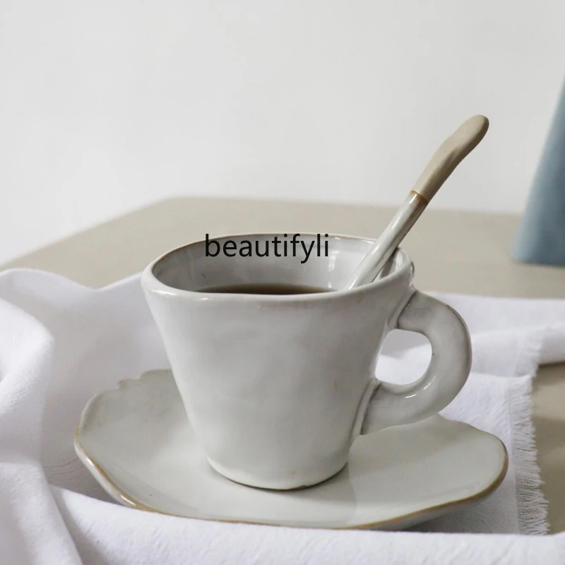 

yj Creative Glass Irregular Handmade Ceramic Cup Restaurant Home Coffee Cup Afternoon Tea Cup