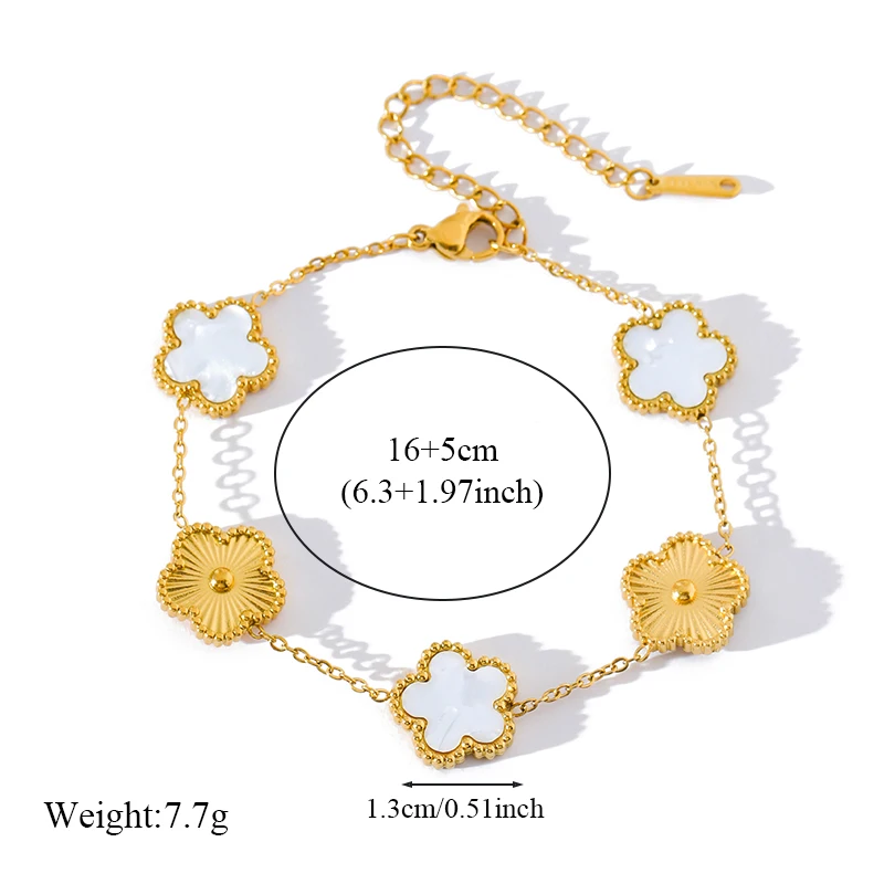 GANEMLY новые модные двусторонние белые пятилистные цветочные браслеты с