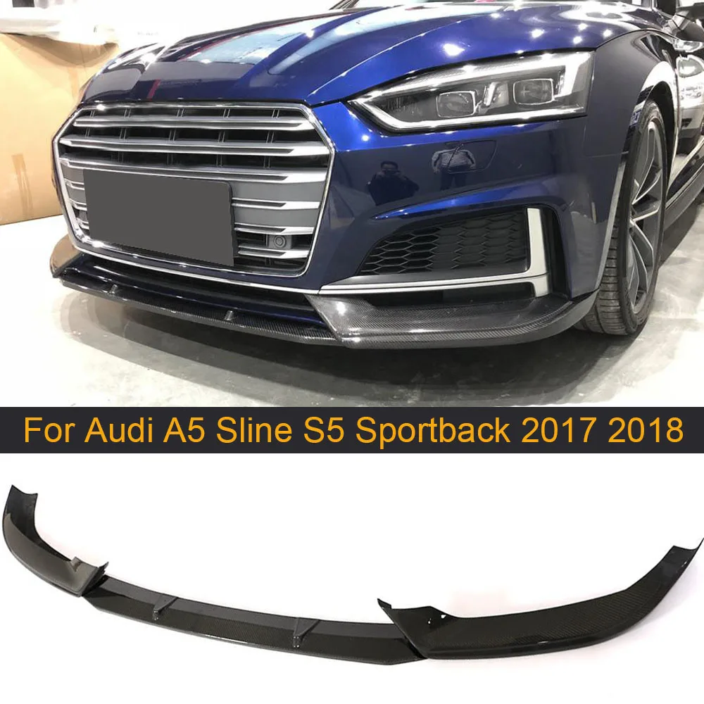 

Передний бампер из углеродного волокна, спойлер для Audi A5 Sline S5 S5 Sedan Sportback 2017 2018, передний спойлер для губ, разветвители, фартук