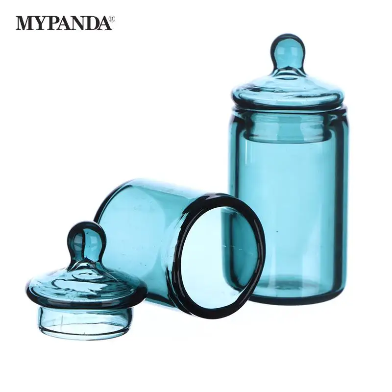 

1:12 Dollhouse Mini Dark Green Candy Jar Coffee Bean Storage Bottle Dried Flower Tea Storage Jar DIY Creative Savings Jar Bottle