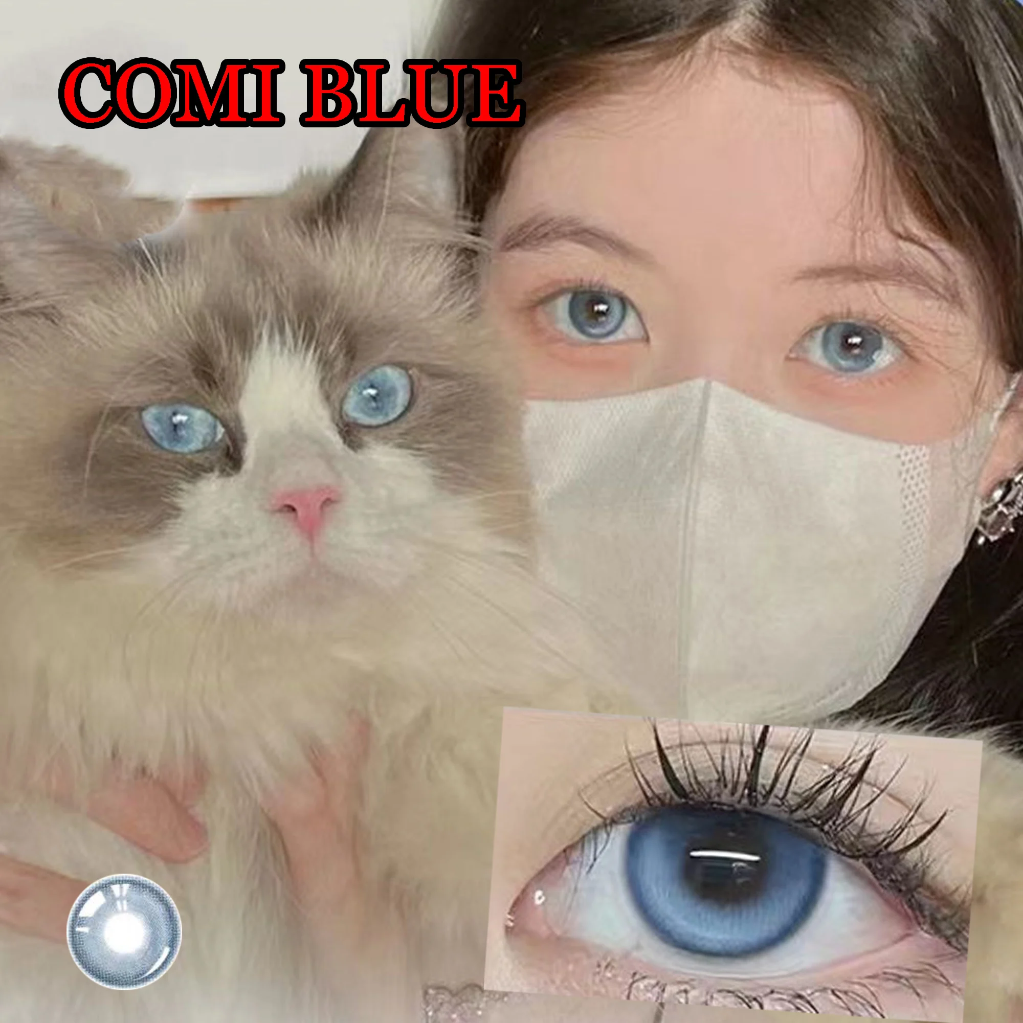 

ColorEyes 14.50mm Dolly Contacts Lenses with Power Colored Eyewear for Men Women tлинзы для глаз цветные Comi Blue