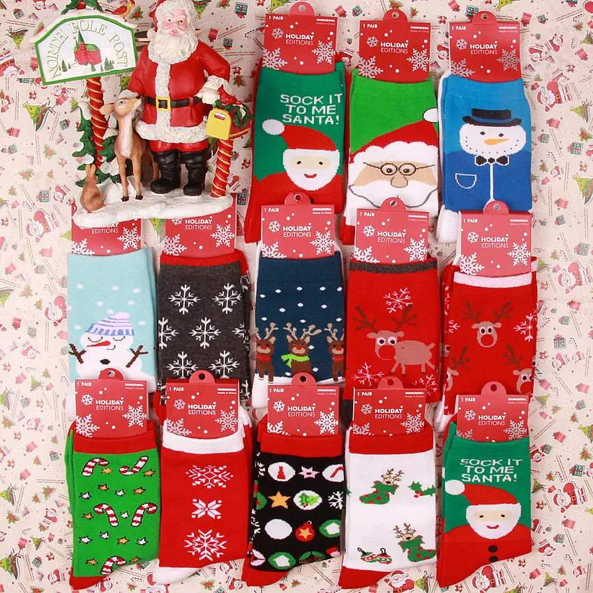 

Рождественские носки для женщин, забавный Санта-Клаус, Рождественская елка, милые носки с мультяшными животными для девочек и новогодних подарков