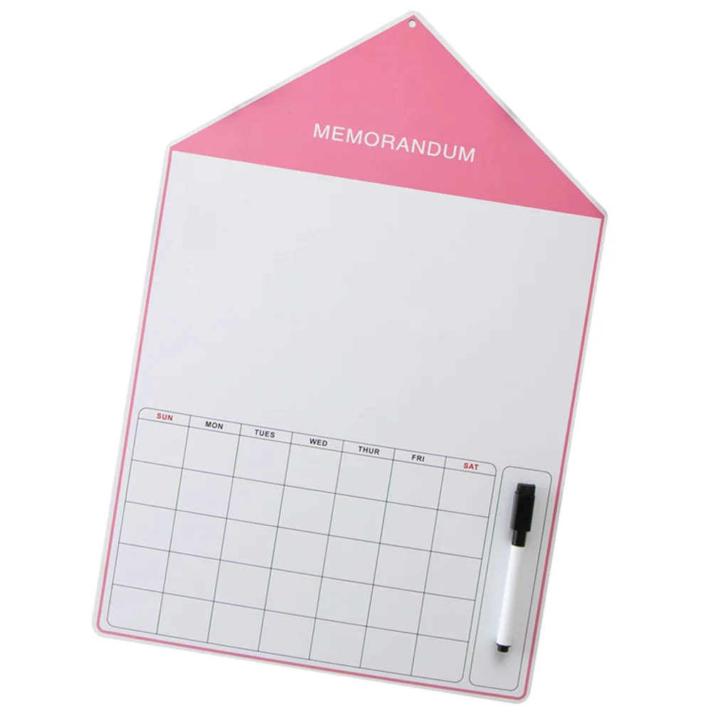 

Магнитная доска для сообщений с узором дома, магнитное напоминание о холодильнике с ручкой, стираемая белая доска, стикер (розовый)