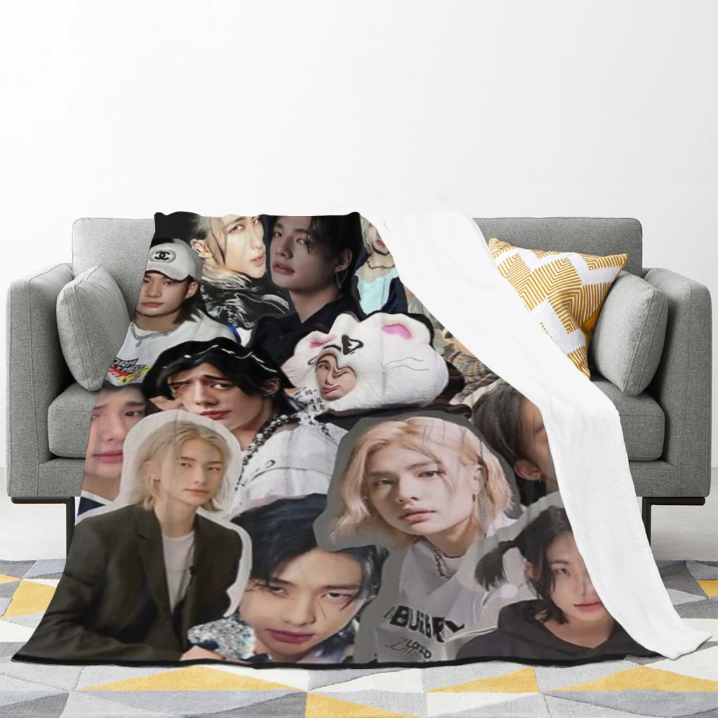 Пушистое детское одеяло Hyunjin коллаж диван кемпинг покрывало для сна уютное