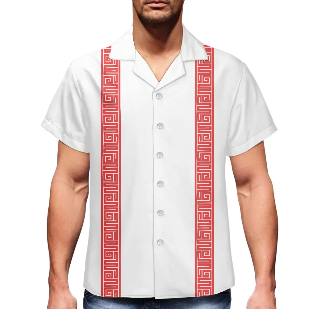 2022 New Design Men Shirts Polyester Samoa Polynesia Tribal White Print Shirt For Men Short Sleeve Oversized Designer Mens Shirt