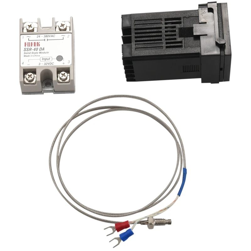 

Digital PID Temperature Controller Kit Dual Digital Display REX C100 Thermostat + 40Da SSR Relay+ K Type Probe Sensor