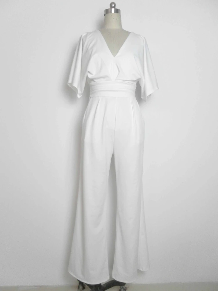 Jumpsuit Women 2023 Spring and Autumn New Fashion Bat Sleeve Jumpsuit Sexy V-neck Temperament High Waist Solid Wide Leg Pants