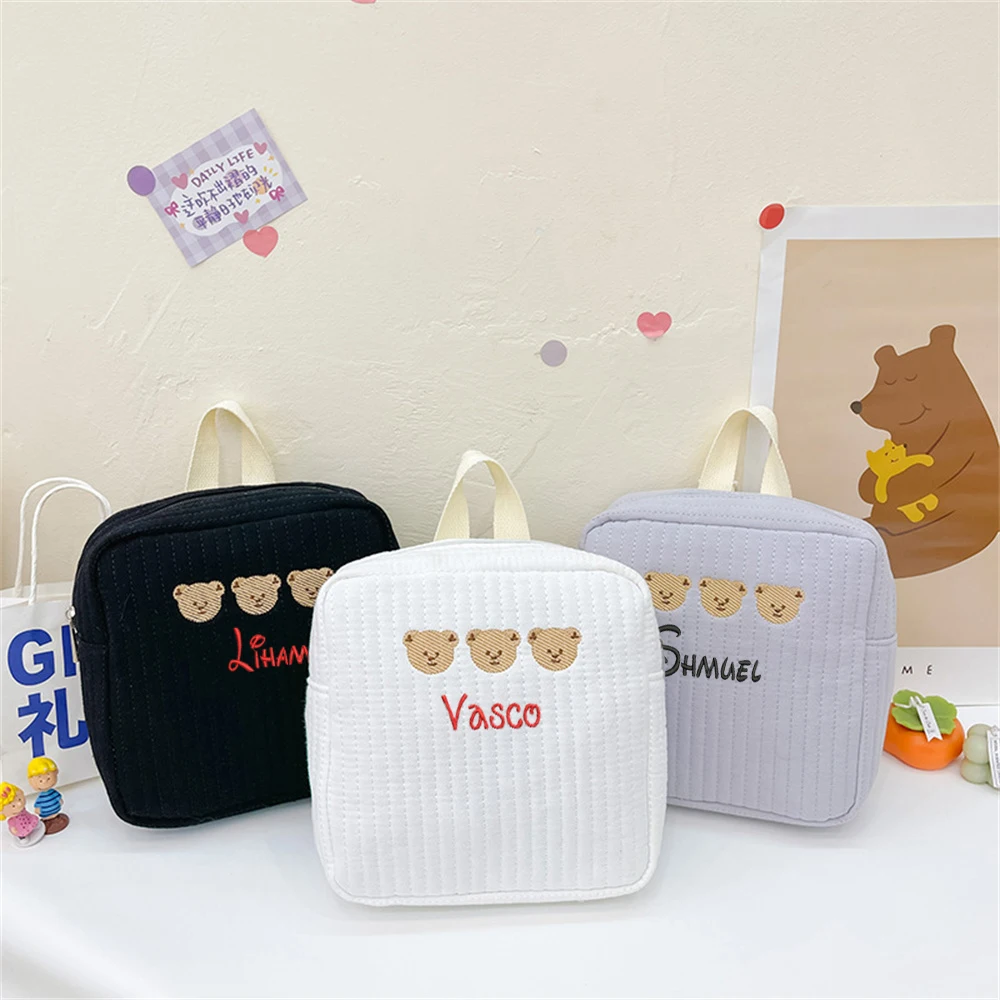 Детский рюкзак с вышитым именем маленький медвежонок новый легкий милый детский