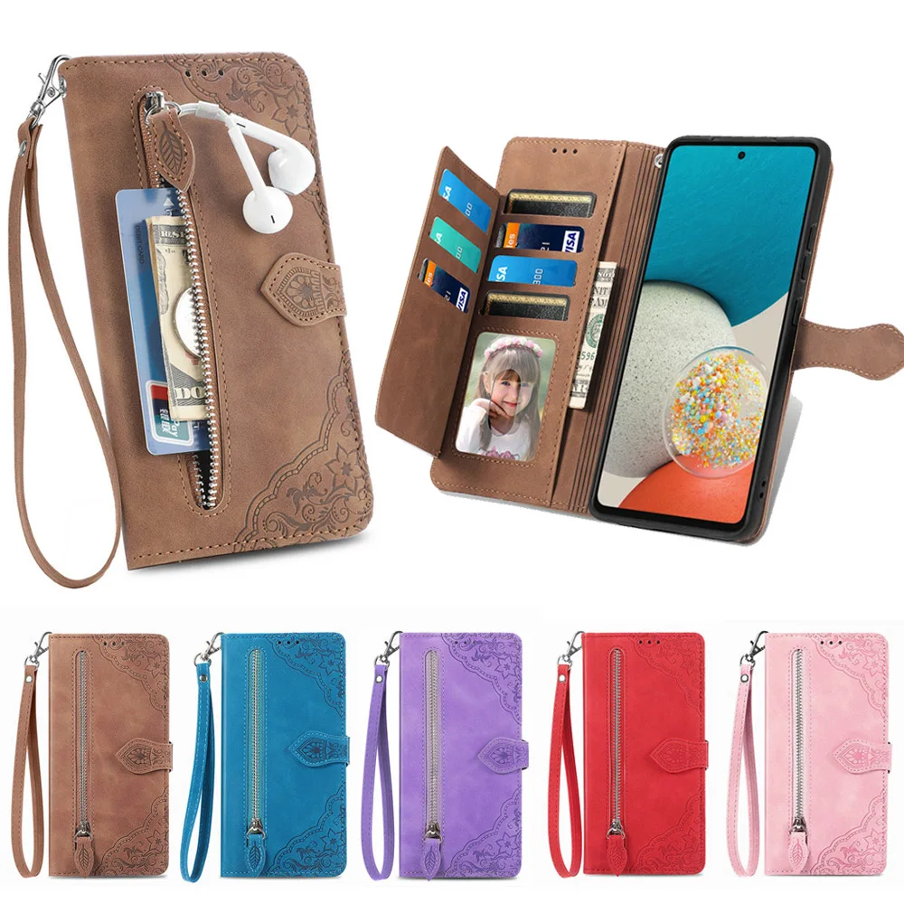 

Роскошный чехол-книжка с отделением для карт и молнией для Samsung Galaxy S22