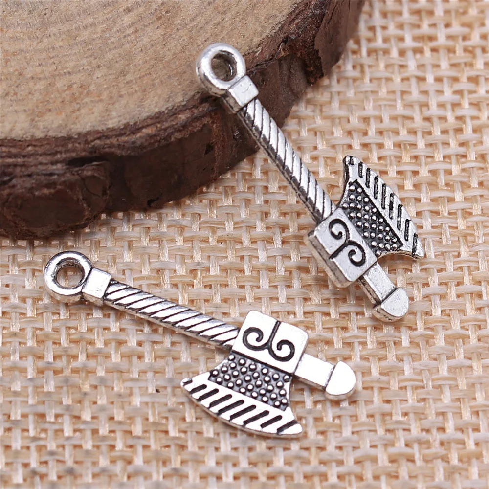20Pcs 27x9mm Antique Silver Color Axe Charms Pendant Designer Charms Fit Jewelry Making DIY Jewelry Accessories Wholesale